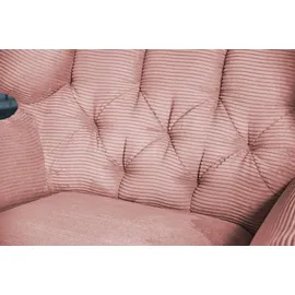 KAWOLA Relaxsessel CHARME Cord 130 x 95 x 160 cm Rosa mit Kissen