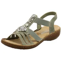 Rieker Damen 60839 Sandale, grün, 37 EU