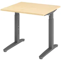 Bümö Schreibtisch Ahorn, Graphit, Nachbildung,Ahorn, Quadratisch, 80x74x80 cm, FSC