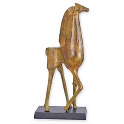 Casa Padrino Luxus Aluminium Deko Skulptur Giraffe Braun / Grau 26,2 x 11,5 x H. 53,5 cm - Abstrakte Aluminium Deko Figur - Wohnzimmer Deko - Schreibtisch Deko