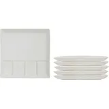 Spetebo Raclette und Fondue Teller eckig 6er Set - Grillteller mit 5 Kammern