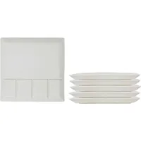 Spetebo Raclette und Fondue Teller eckig 6er Set - Grillteller mit 5 Kammern