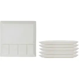 Spetebo Raclette und Fondue Teller eckig 6er Set - Grillteller mit 5 Kammern