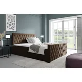 Fun Möbel Boxspringbett Schlafzimmerbett ASHER PREMIUM 120x220cm Stoff Fresh Braun - Braun