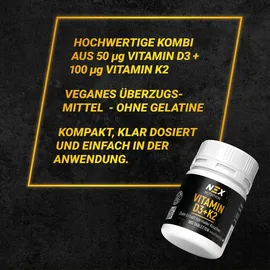 nex nutrition NEX D3 + K2 Tabletten 180 St.