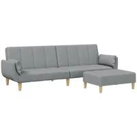 vidaXL Sofa, Yashio 2-Sitzer mit Fußhocker Hellgrau Stoff