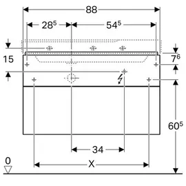Geberit Xeno2 Waschtischunterschrank mit Siphonausschnitt links, 880x530x462mm, 2 Schubladen, 500515001,