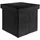 Intirilife Faltbarer Sitzhocker 38x38x38 cm in DIAMANT SCHWARZ - Sitzwürfel mit Stauraum und Deckel aus Stoff in Leinen Optik - Sitzcube Fußablage Aufbewahrungsbox Truhe Sitzbank