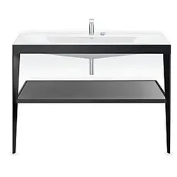 Duravit XViu Möbelwaschtisch-Kombination XV4717EB240 120 x 48 cm, 2 Hahnlöcher, schwarz hochglanz, mit Metallkonsole, schwarz matt