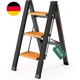 Trittleiter 3 Stufen Klappbar, Aluminium Klappleiter Mit Rutschfesten Pedal, Tra