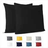 Dreamzie Kissenbezug 80x80 (Set mit 2) - 100% Jersey Baumwolle 150 g/qm Kissenbezüge -Schwarz - Für Kissen 80 x 80 cm - Kissenhülle - Kissenbezug - Resistent und Hypoallergen