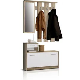 Forte Garderobenset Foxi 97,5 x 180 x 25 cm Weiß/Eiche