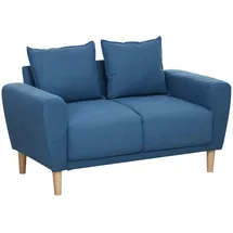 Homcom Zweisitzer Blau Textil, 133x81x73 cm, Wohnzimmer Sofas & Couches, Sofas, 2-Sitzer Sofas