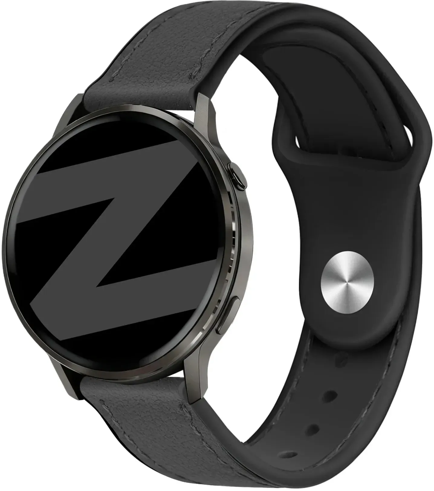 Bandz Garmin Approach J1 Armband Leder 'Hybrid' für Garmin Approach J1 - Schwarz - Druckknopf Verschluss