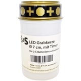 B & S Grablicht Kerze mit flackernden LED Licht und 6 Stunden Timer