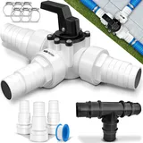 tillvex® Bypass Set Pool 12-TLG. - Ø32 & 38 mm Anschluss | 3-Wege-Ventil & ABS-Adapter | 6X Schlauchschellen & 8m Isolierband – ideal für Sandfilteranlagen, Wärmepumpen & Poolheizung
