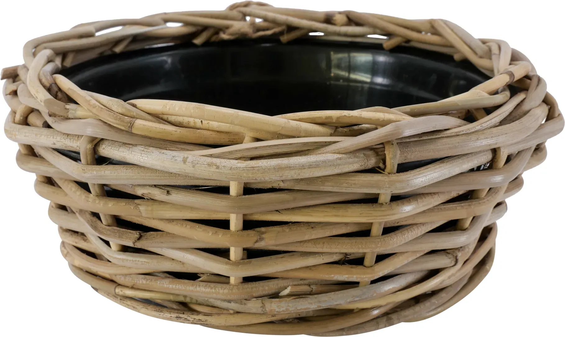 Korb Rattan D28H13cm Pflanzschale mit Einsatz  - grau