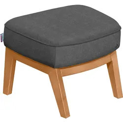 Hocker TOM TAILOR HOME "COZY", grau (soft graphite tus 9), B:59cm H:43cm T:43cm, Vintage Webstoff TUS (60% Baumwolle, 40% Leinen), Hocker, Polsterhocker, mit Kedernaht, Füße Buche natur