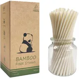 100% Biologisch Abbaubare Trinkhalme Bambusfaser, 240 Stück Bambus Strohhalme Einweg für Heiße und Kalte Getränke, Kompostierbare & Umweltfreundlich