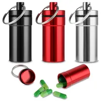 WLLHYF Wasserdichte Pillendose mit Schlüsselanhänger, 3 Stück, tragbar, klein, Aluminium, Pillen-Organizer, Medikamenten-Organizer, Vitaminbehälter-Halter für Outdoor-Reisen, Camping