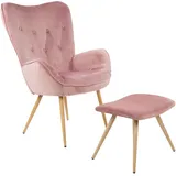 Albatros York Samt 67 x 100 x 65 cm rosa mit Hocker