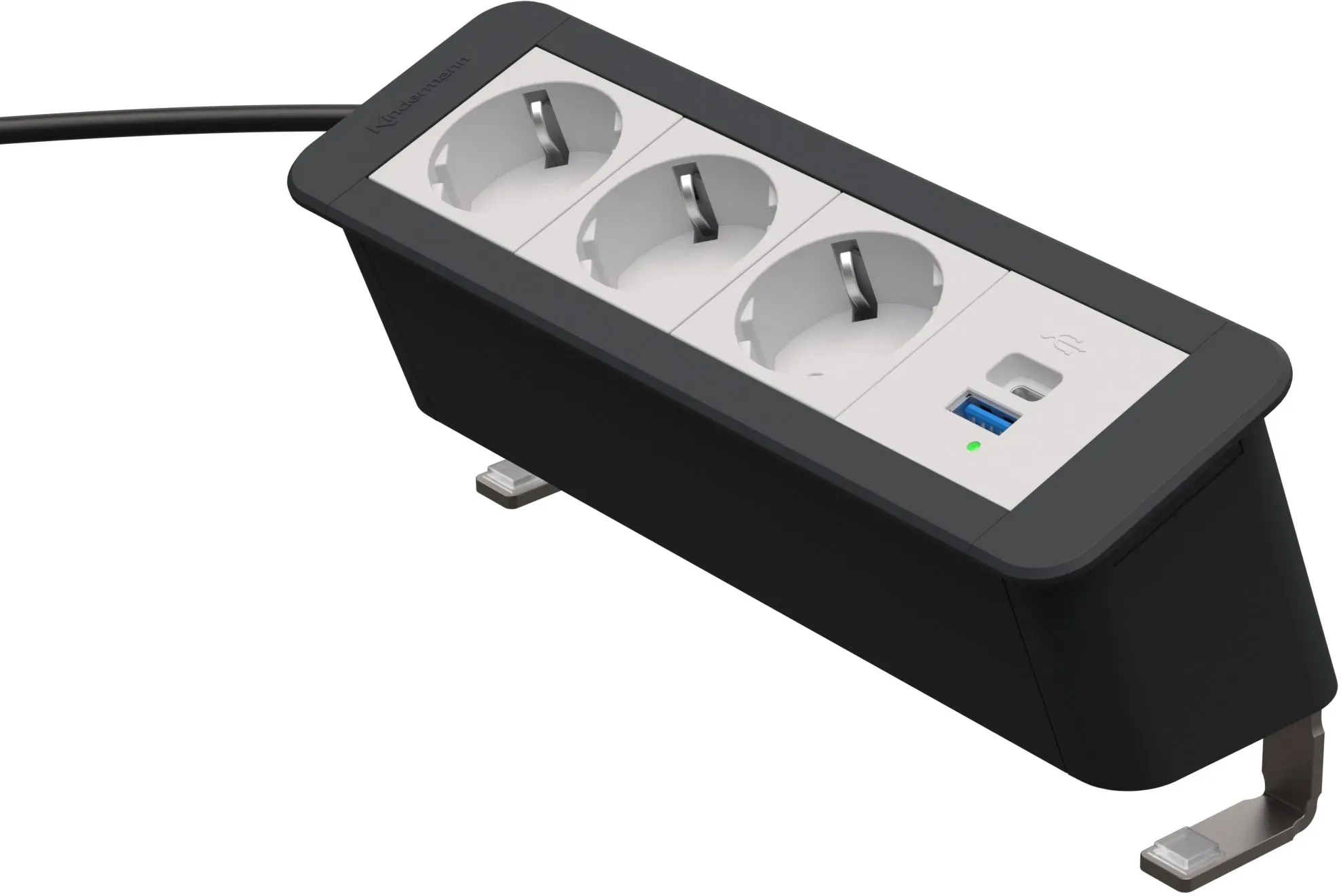 Kindermann CablePort Office desk 4-fach - 3x Strom + 1x USB-A/C mit 30W Power De...
