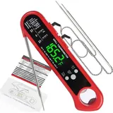 Sofort Ablesbares Fleischthermometer, 3-in-1-fleischthermometer Mit Drei Sonden, Wasserdichtes Grillthermometer Mit Hintergrundbeleuchtung Und Kalibrierung, Benutzerfreundliches Küchenthermometer
