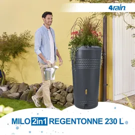 4rain Milo 2in1 Regentonne 230 l graphite grey
