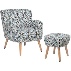 Sessel TUMBA mit Fußstütze Stoff Bunt