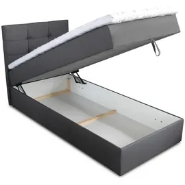 Sofnet Boxspringbett Best Mini mit Bettkasten und Matratzentopper - Topper, - 120x 200 - Grau Textil, H3, Rechteckig, 120x200 cm, Schlafzimmer, Betten, Boxspringbetten