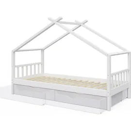 VitaliSpa Hausbett Design 90 x 200 cm Kiefer massiv weiß