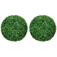 Homcom Buchsbaumkugel 2er Set, Künstliche Pflanzen, Zimmerpflanze mit UV-Schutz,