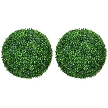 Homcom Buchsbaumkugel 2er Set, Künstliche Pflanzen, Zimmerpflanze mit UV-Schutz,
