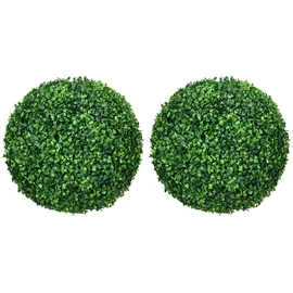 Homcom Buchsbaumkugel 2er Set, Künstliche Pflanzen, Zimmerpflanze mit UV-Schutz,