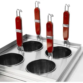 Vertes Gastro Nudelkocher Edelstahl, Elektrisch, 2x 1700 Watt, 2 separate Kochbecken zu je 6 Liter, 4 Körbe,