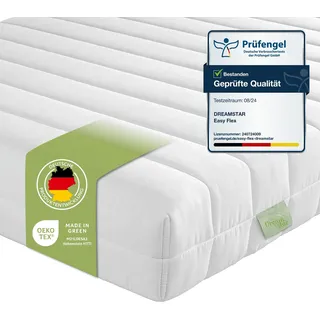 DREAMSTAR Easy Flex | ergonische 7-Zonen Kaltschaummatratze | Öko-Tex Zertifiziert | Härtegrad 2 und 3 (H2 & H3) | Rollmatratze | Made in EU I 90 x 200 cm