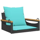 vidaXL Hängesessel mit Kissen Schwarz 63x62x40 cm Poly Rattan