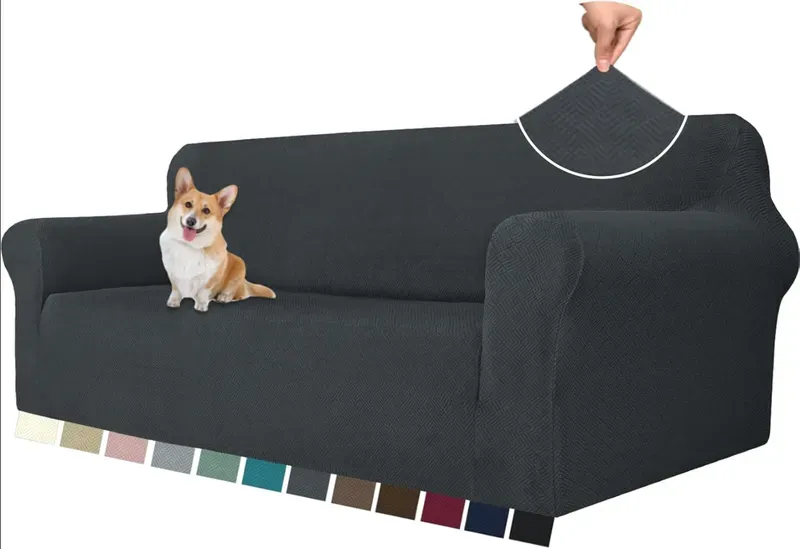 YSTYLE Stretch-Sofabezug, Couchbezug für Couch und Sofa, Möbelschutzbezug für Sofa mit elastischem Boden, 3-Sitzer, XLX, Dunkelgrau