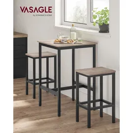 VASAGLE Bartisch Stehtisch 60 x 60 x 92 cm Grau/Schwarz
