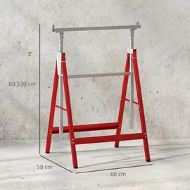 Homcom Arbeitsbock Stahl 68L x 58B x 80-130H cm Rot