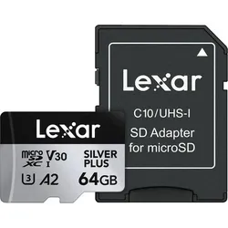 Lexar Professional Silver Plus MicroSDXC Speicherkarte 64 GB, UHS-I, U3, V30, A2