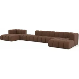 kaiser möbel Ecksofa, Sofa U-Form Grand U Big XL 500 cm, Velourstoff Salvador, Dunkelbraun - Dunkelbraun