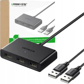 UGREEN Switch Adapter Schaltbox USB 2 Eingänge - 3 Ausgänge schwarz