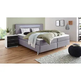 Collection AB Boxspringbett COLLECTION AB "London, inklusive Topper und Kissen, mit LED-Beleuchtung", grau (hellgrau, anthrazit), B:190cm L:206cm, Komplettbetten, Boxspringbett, Boxspringbett erhältlich in 90cmx200cm, 140cmx200cm & 180cmx200cm