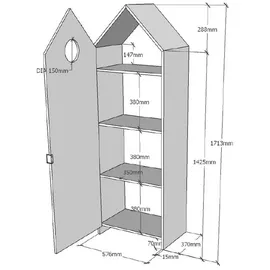 MID.YOU Kinderkleiderschrank, Grün, Weiß, Metall, 3 Fächer, 57.6x171.3x37 cm, Babymöbel, Babykleiderschrank