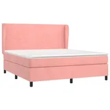 vidaXL Boxspringbett mit Matratze Rosa 180x200 cm Samt