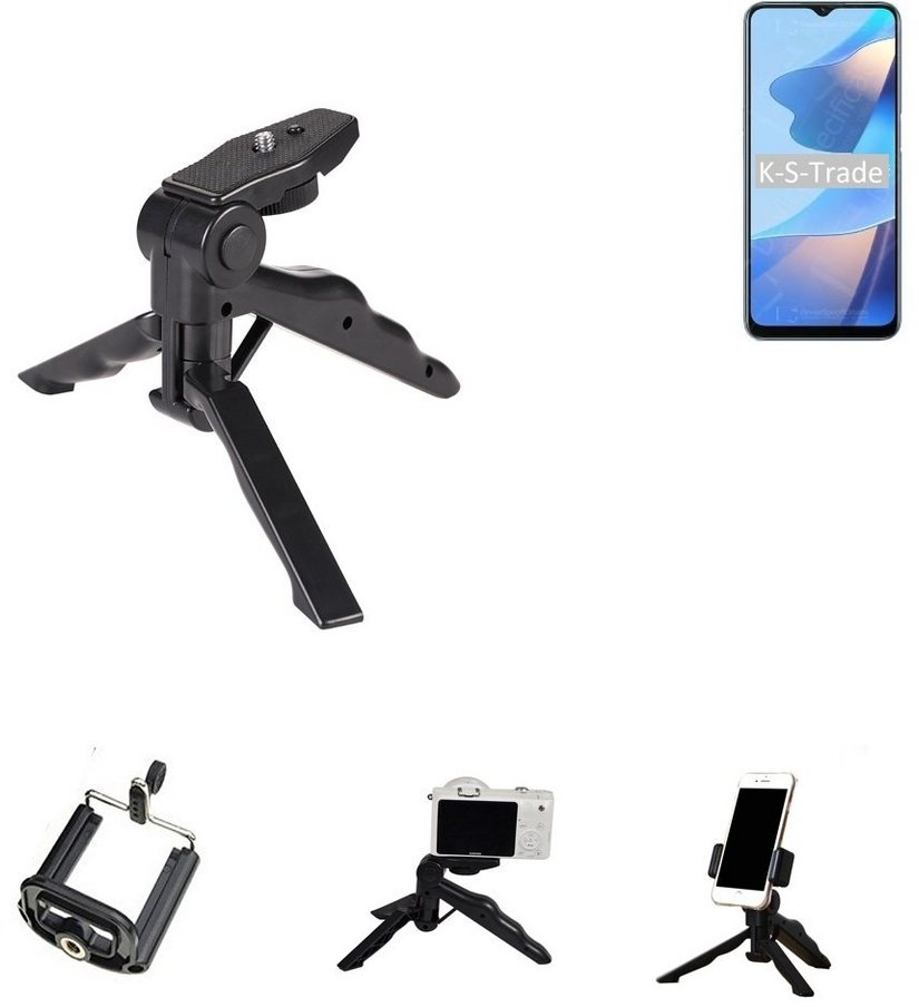 K-S-Trade für Oppo A16s Smartphone-Halterung, (Stativ Tisch-Ständer Dreibein Handy-Stativ Ständer Mini-Stativ) schwarz