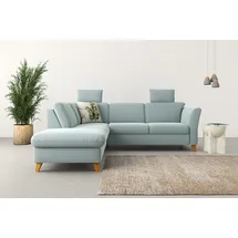 Home Affaire Ecksofa HOME AFFAIRE "Trelleborg L-Form", blau (aqua), B:252cm H:86cm T:213cm, 100% Polyester, Sofas, Ecksofa, Federkern-Polsterung, wahlweise mit Bettfunktion und Stauraum