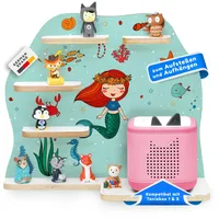 stadtecken Holzregal passend für Toniebox 2 I Geeignet für ca. 30 Tonies I Perfekte Aufbewahrung im Kinderzimmer I Regal zum Aufstellen oder Aufhängen (Meerjungfrau, Mit Schmalen Boden)