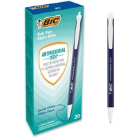 BIC 500462 Kugelschreiber Antimicrobial Tech, Stifte in Blau, Strichstärke 0.4 mm, 20er Pack, Ideal als Krankenschwester Zubehör